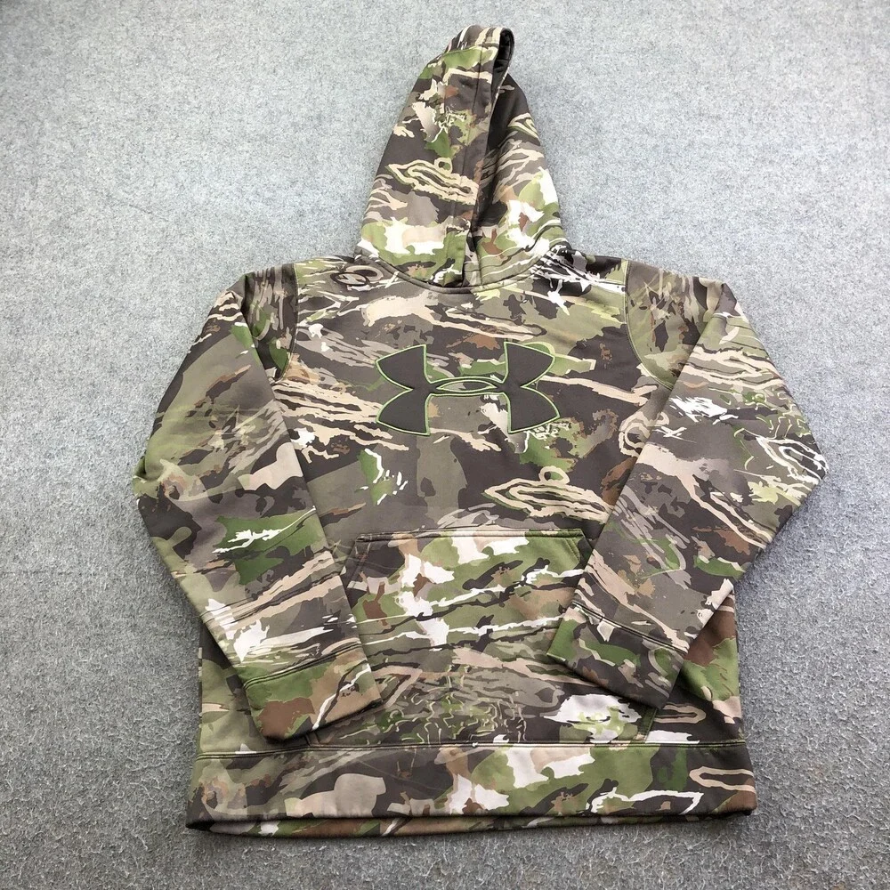 Under Armour Hoodie Youth Large 14-16 Camo Pullover Fleece Kangaroo Pocket Logo
